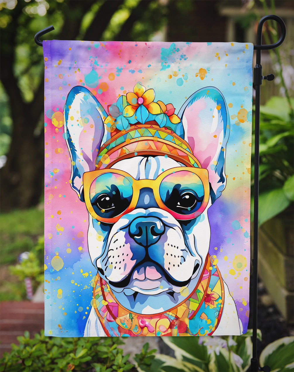 French Bulldog Hippie Dawg Garden Flag