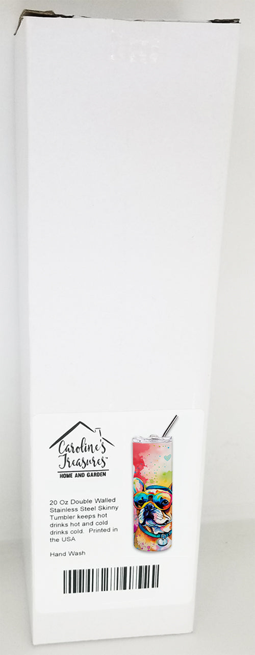 French Bulldog Hippie Dawg Stainless Steel Skinny Tumbler