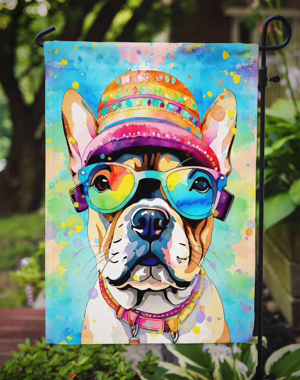 French Bulldog Hippie Dawg Garden Flag