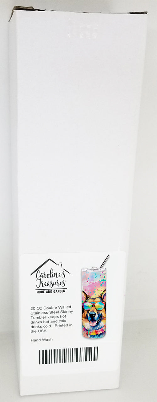 German Shepherd Hippie Dawg Stainless Steel Skinny Tumbler