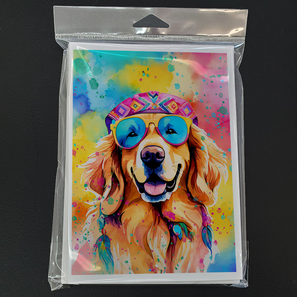Golden Retriever Hippie Dawg Greeting Cards Pack of 8