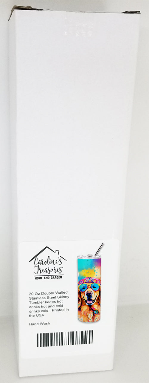 Golden Retriever Hippie Dawg Stainless Steel Skinny Tumbler