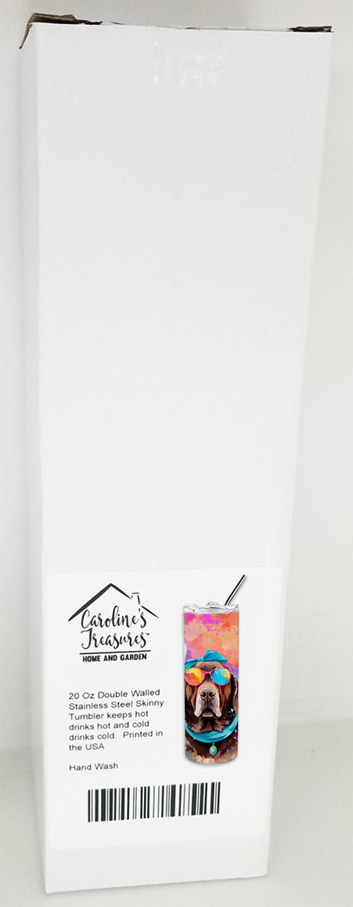 Chocolate Labrador Hippie Dawg Stainless Steel Skinny Tumbler