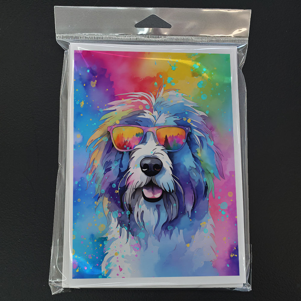 Old English Sheepdog Hippie Dawg Greeting Cards Pack of 8