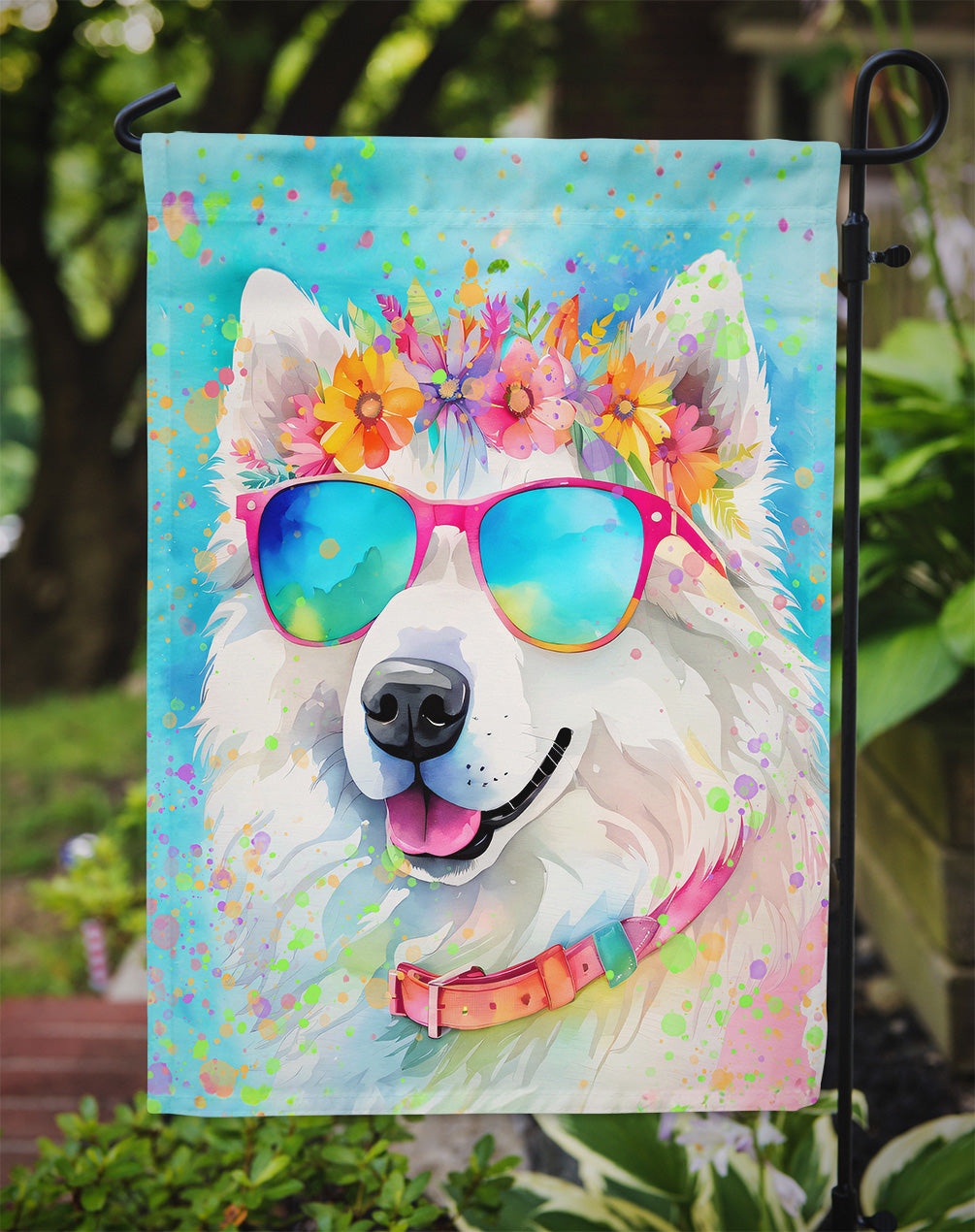 Samoyed Hippie Dawg Garden Flag
