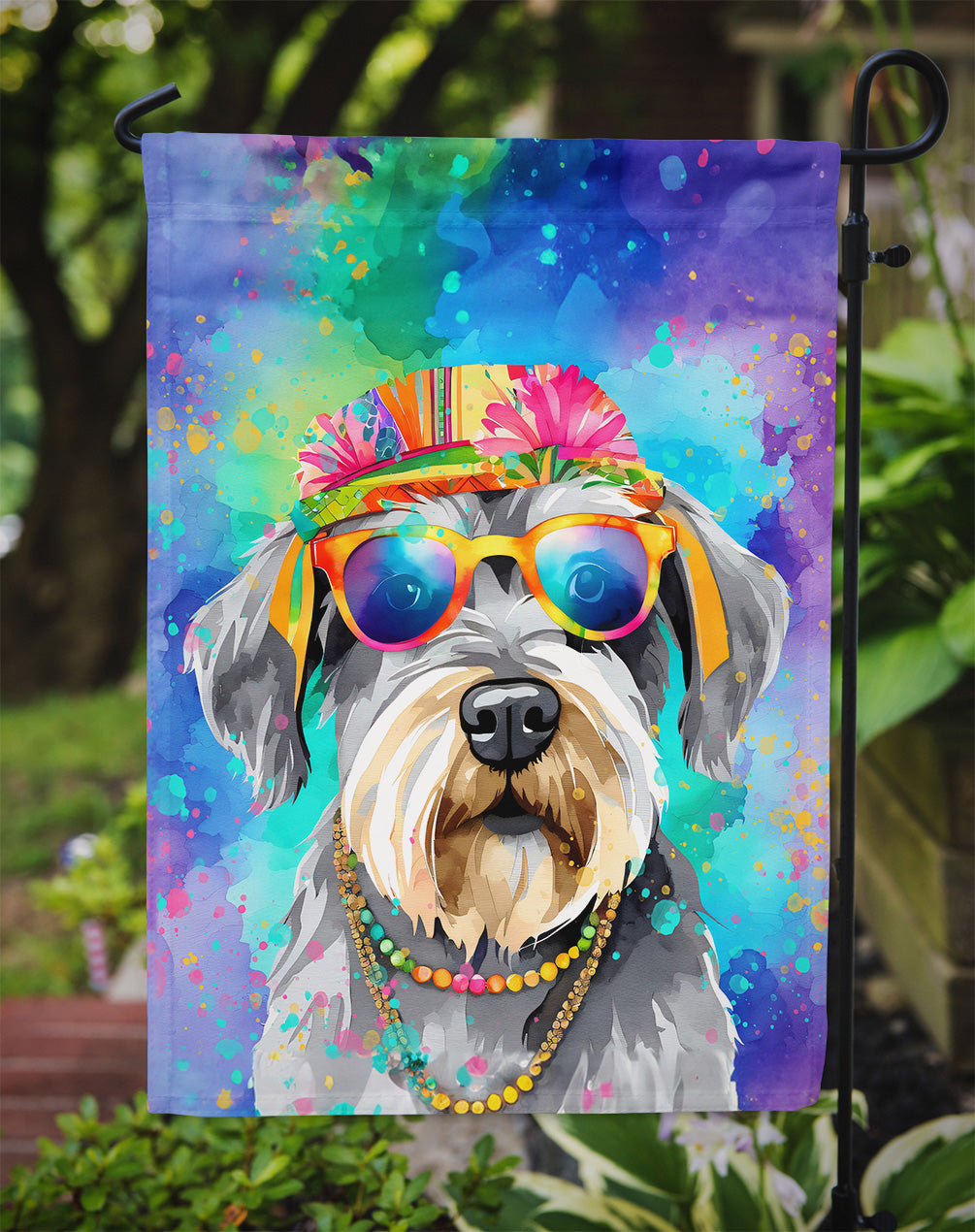 Schnauzer Hippie Dawg Garden Flag