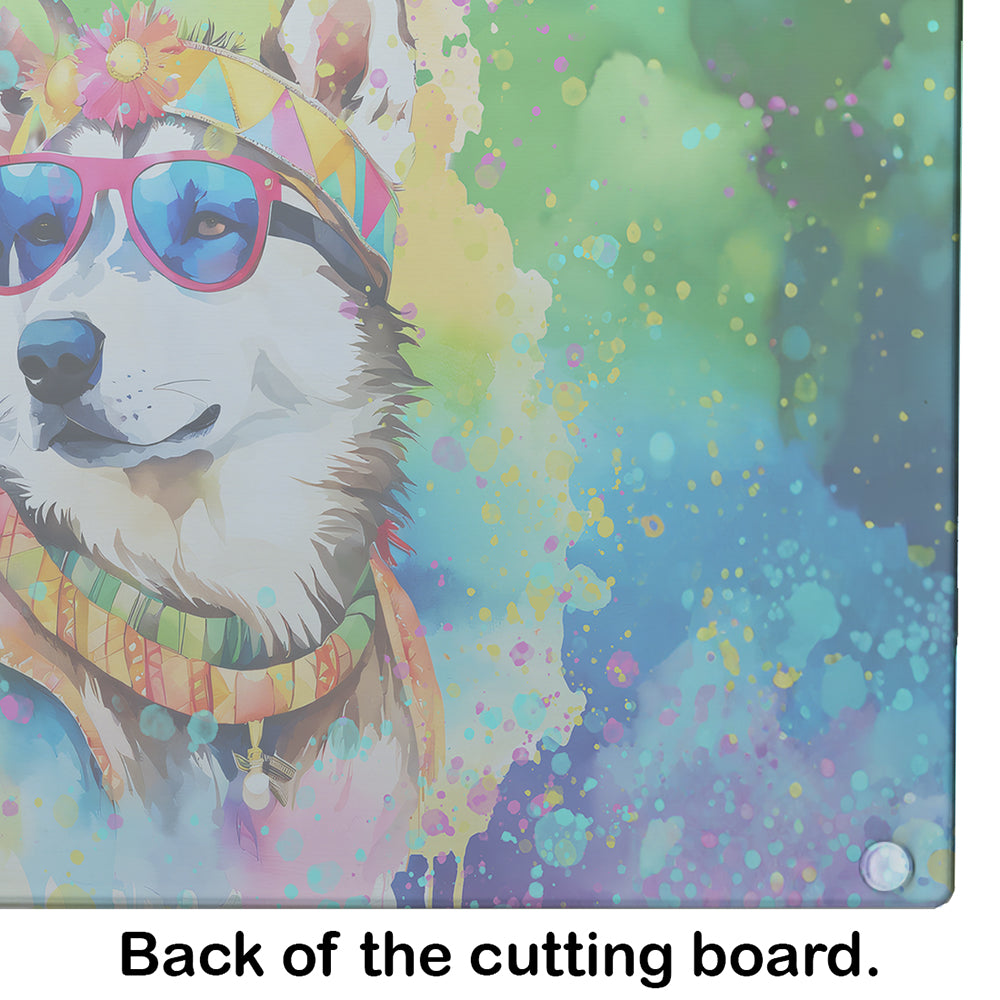 Siberian Husky Hippie Dawg Glass Cutting Board