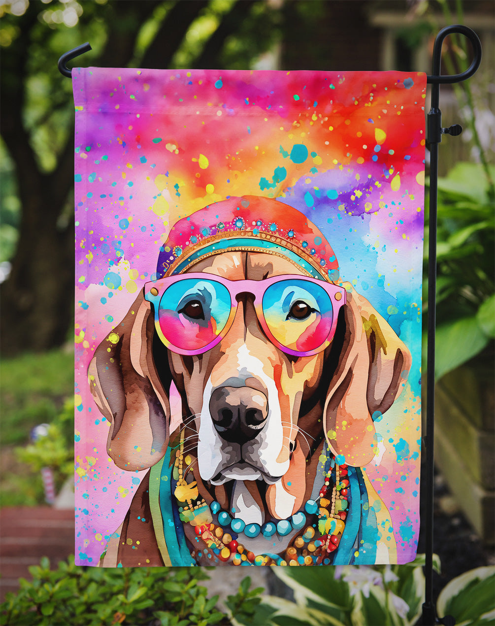 Weimaraner Hippie Dawg Garden Flag