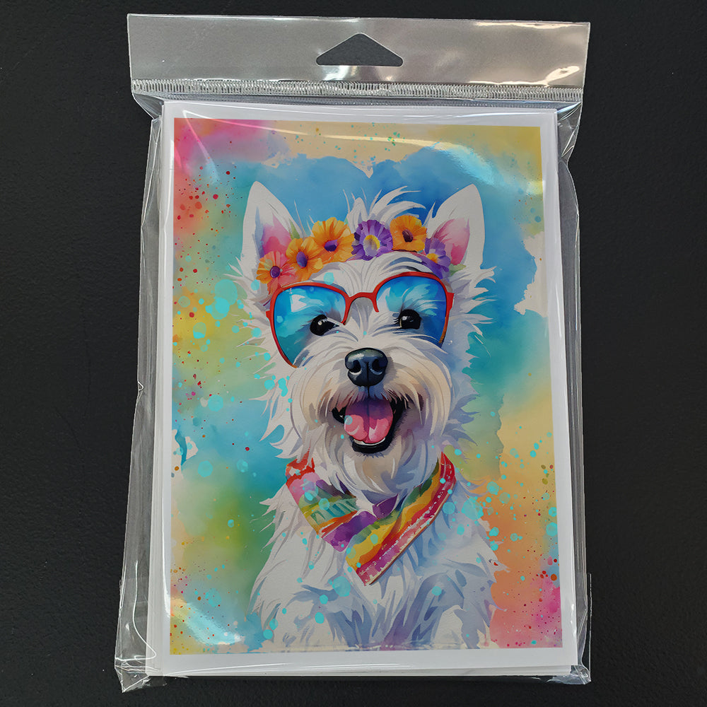 Westie Hippie Dawg Greeting Cards Pack of 8