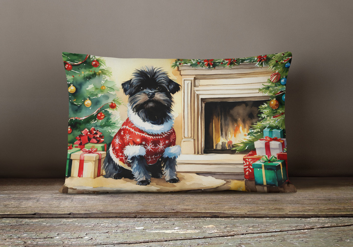 Affenpinscher Cozy Christmas Throw Pillow