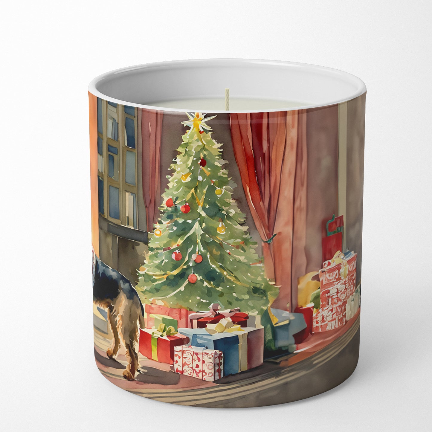 Airedale Terrier Cozy Christmas Decorative Soy Candle
