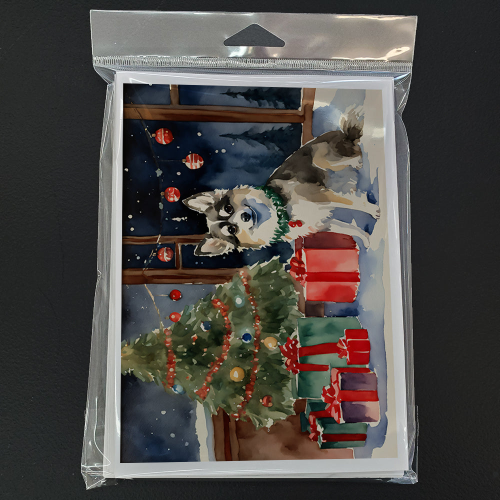 Alaskan Klee Kai Cozy Christmas Greeting Cards Pack of 8