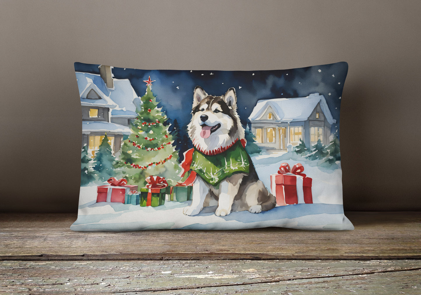 Alaskan Malamute Cozy Christmas Throw Pillow