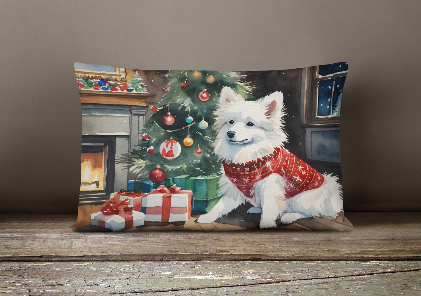 American Eskimo Cozy Christmas Throw Pillow