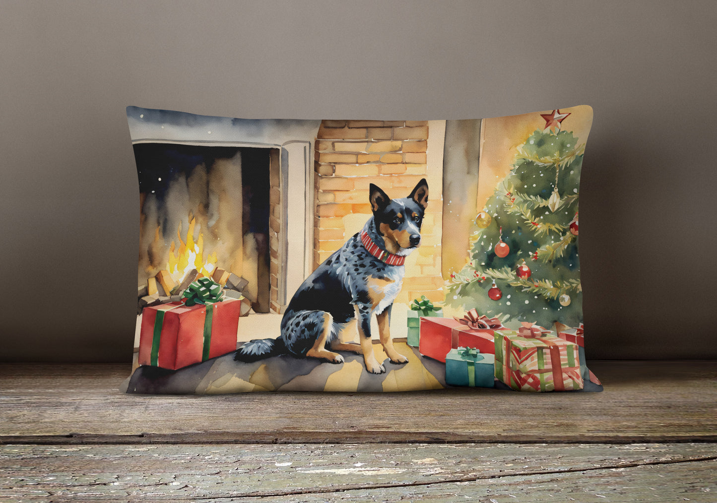 Australian Cattle Dog Cozy Christmas Throw Pillow
