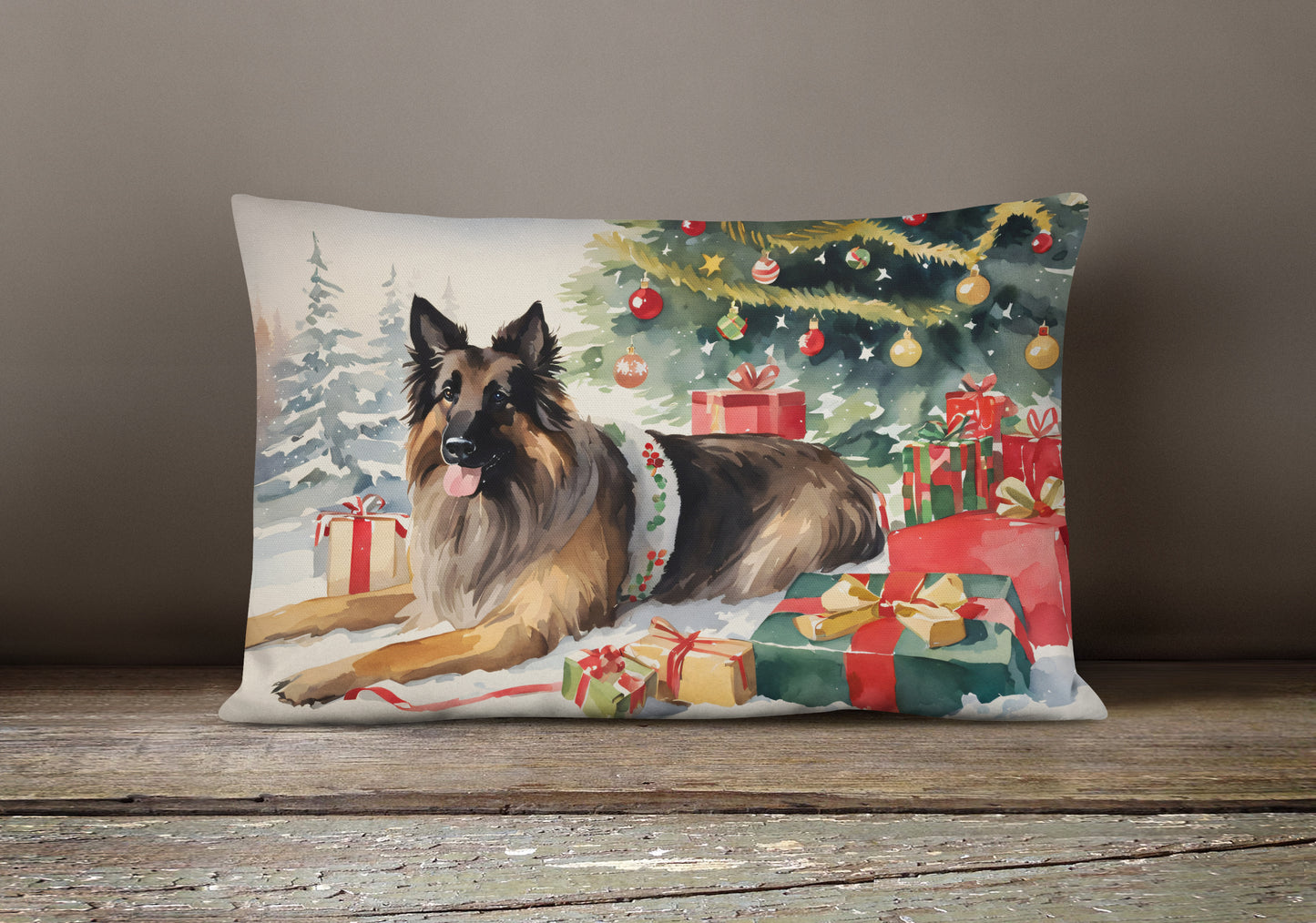 Belgian Tervuren Cozy Christmas Throw Pillow