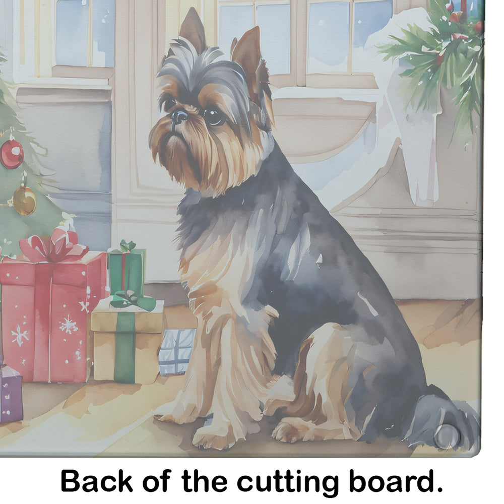 Brussels Griffon Cozy Christmas Glass Cutting Board