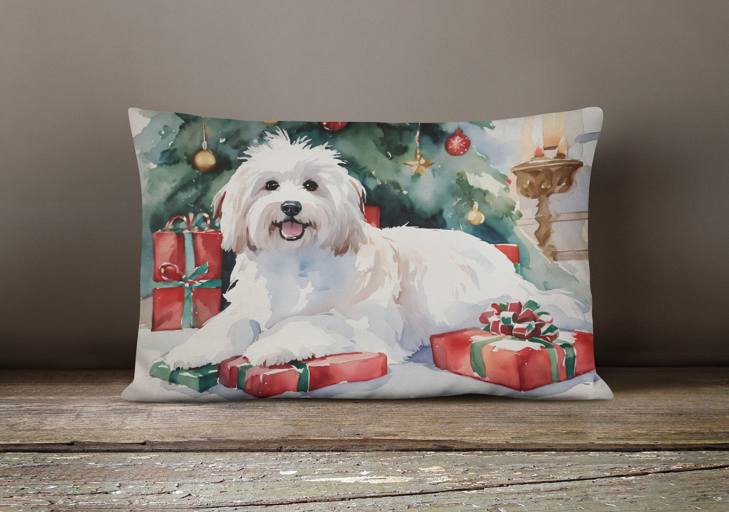 Coton De Tulear Cozy Christmas Throw Pillow