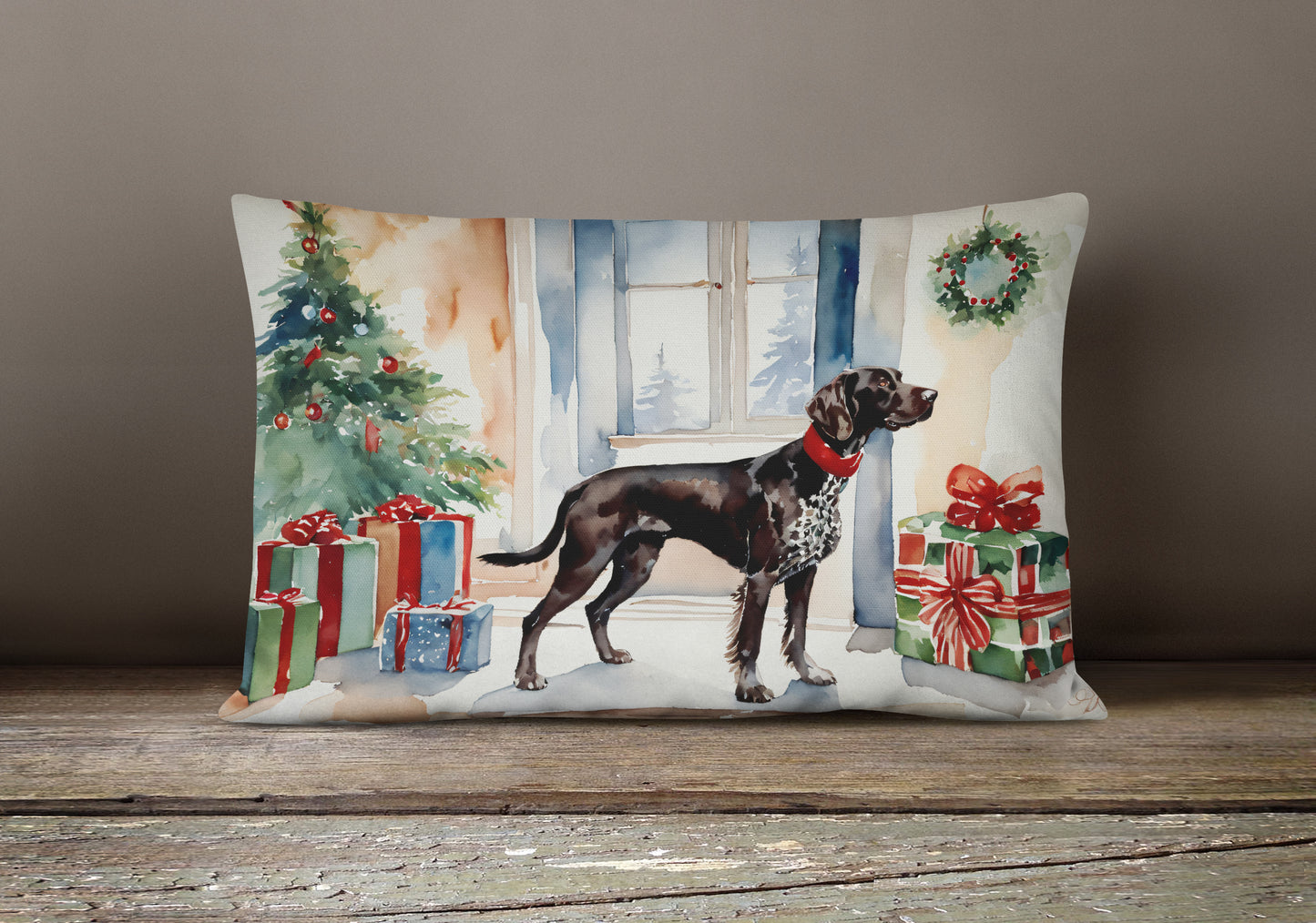 German Shorthaired Pointer Cozy Christmas Throw Pillow