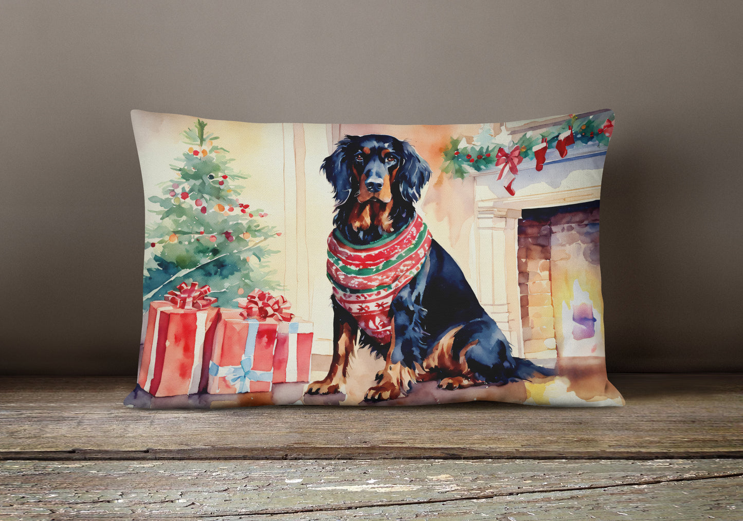 Gordon Setter Cozy Christmas Throw Pillow