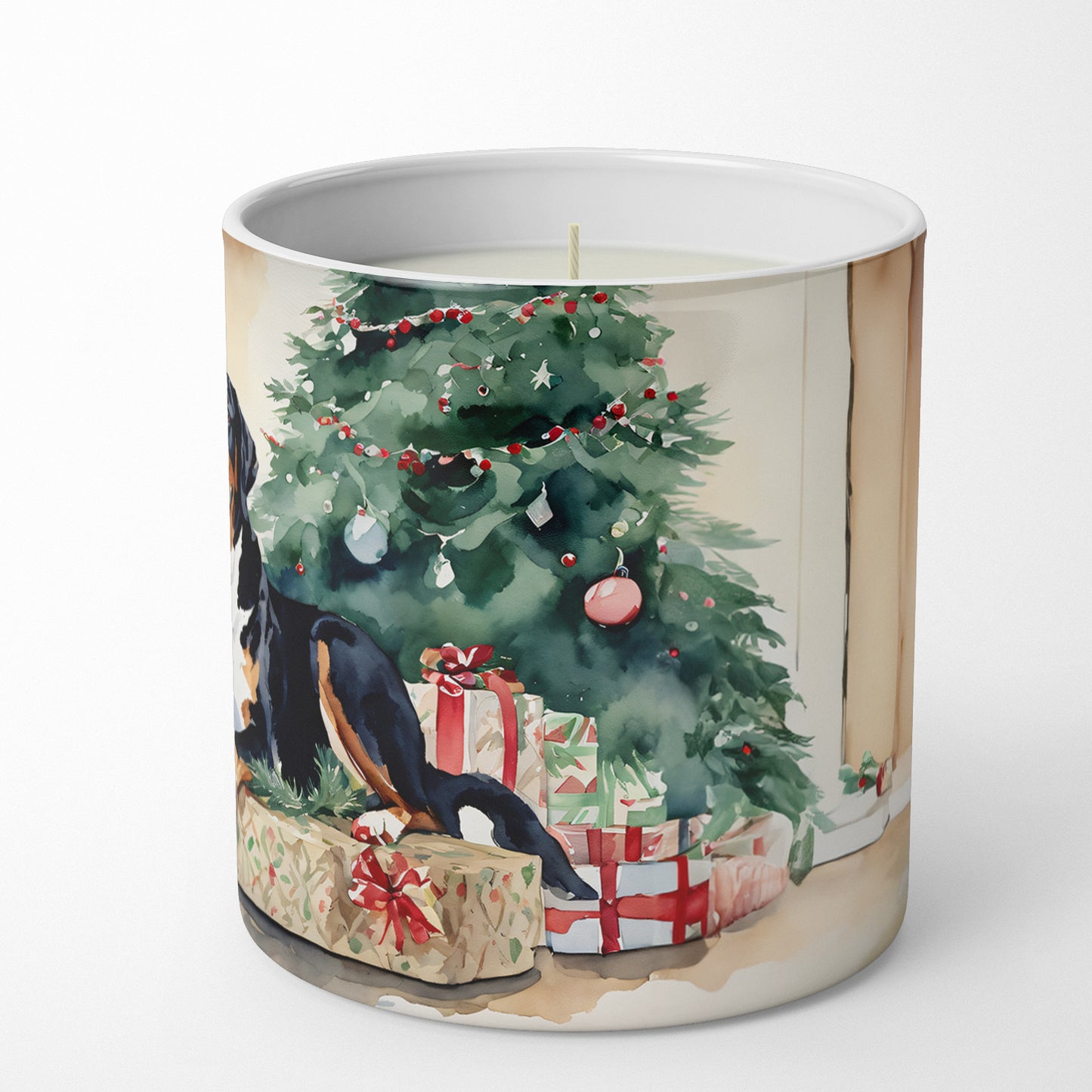 Greater Swiss Mountain Dog Cozy Christmas Decorative Soy Candle