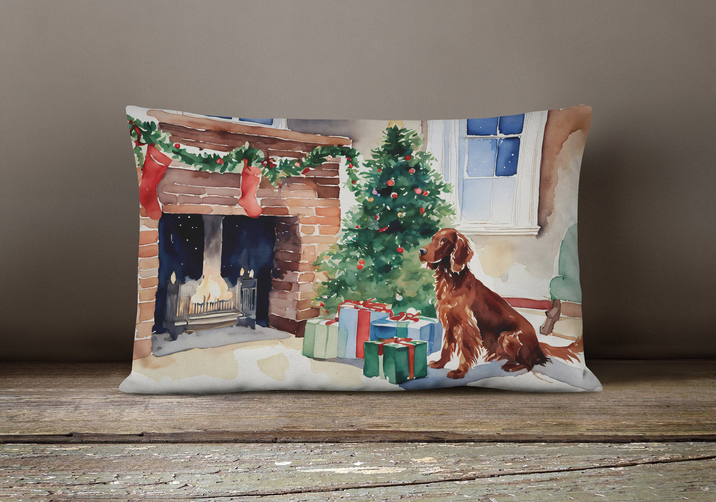 Irish Setter Cozy Christmas Throw Pillow