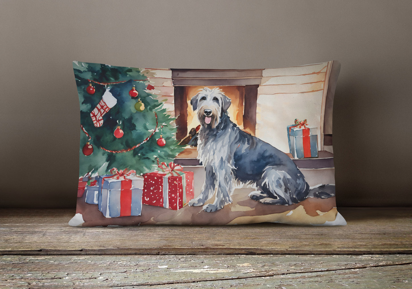 Irish Wolfhound Cozy Christmas Throw Pillow