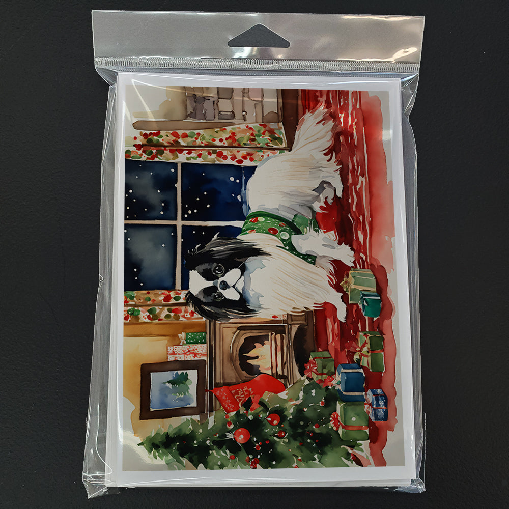 Japanese Chin Cozy Christmas Greeting Cards Pack of 8