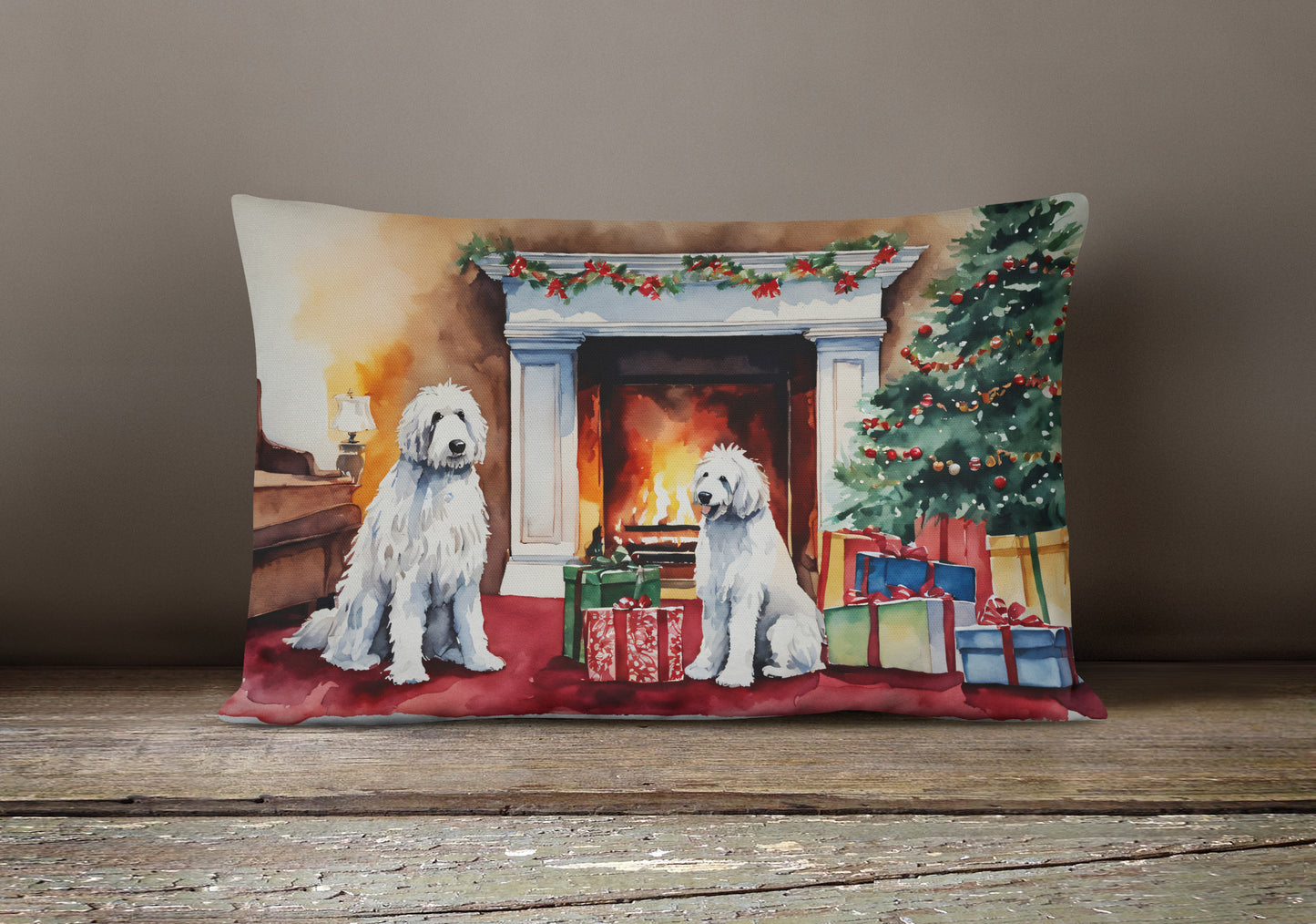 Komondor Cozy Christmas Throw Pillow