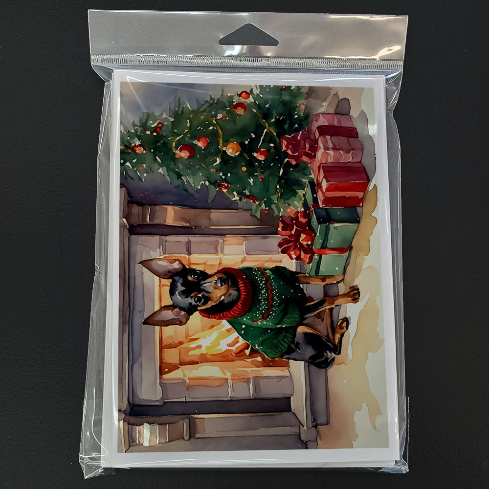 Miniature Pinscher Cozy Christmas Greeting Cards Pack of 8