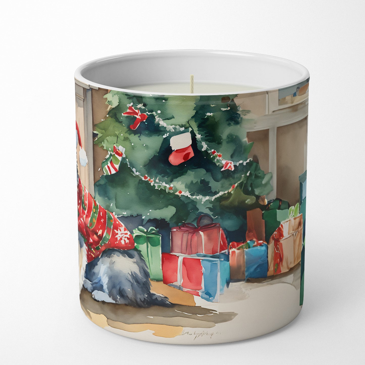 Norwegian Elkhound Cozy Christmas Decorative Soy Candle