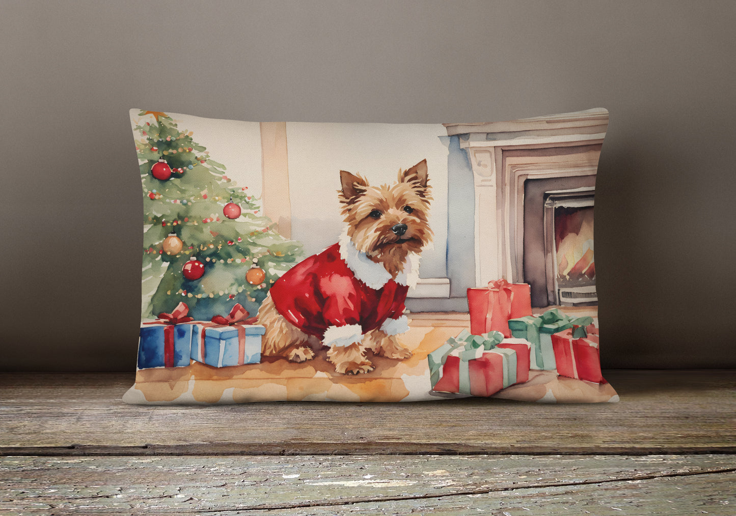 Norwich Terrier Cozy Christmas Throw Pillow