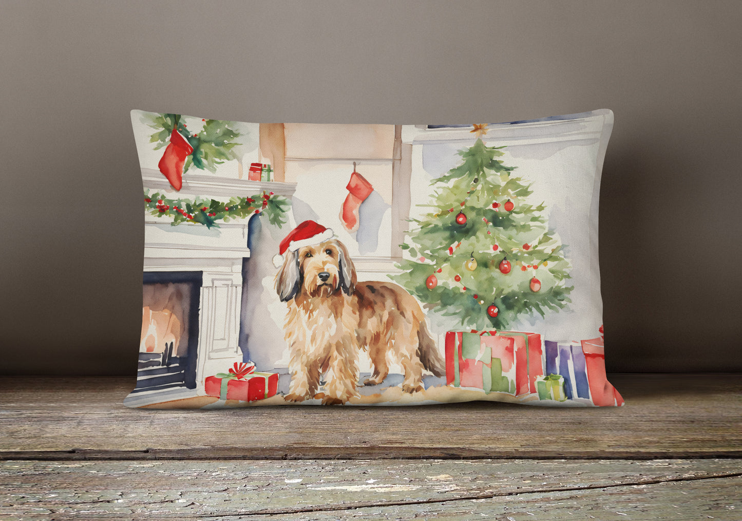 Otterhound Cozy Christmas Throw Pillow