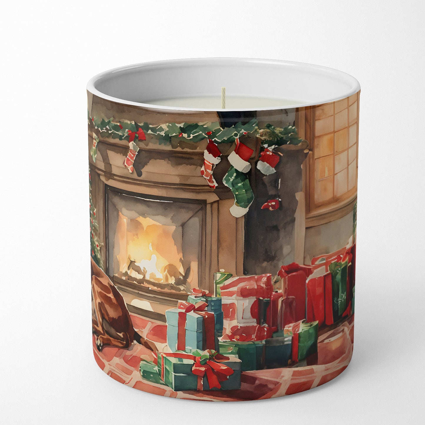 Redbone Coonhound Cozy Christmas Decorative Soy Candle