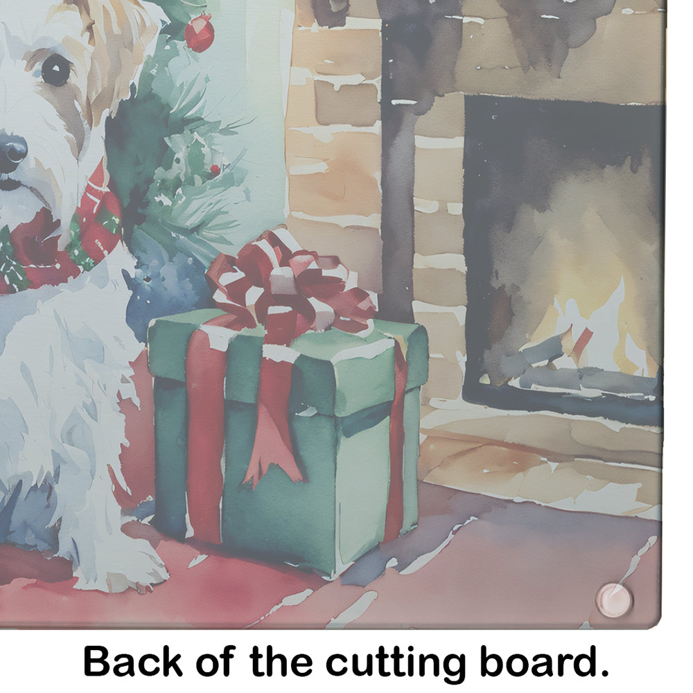 Sealyham Terrier Cozy Christmas Glass Cutting Board