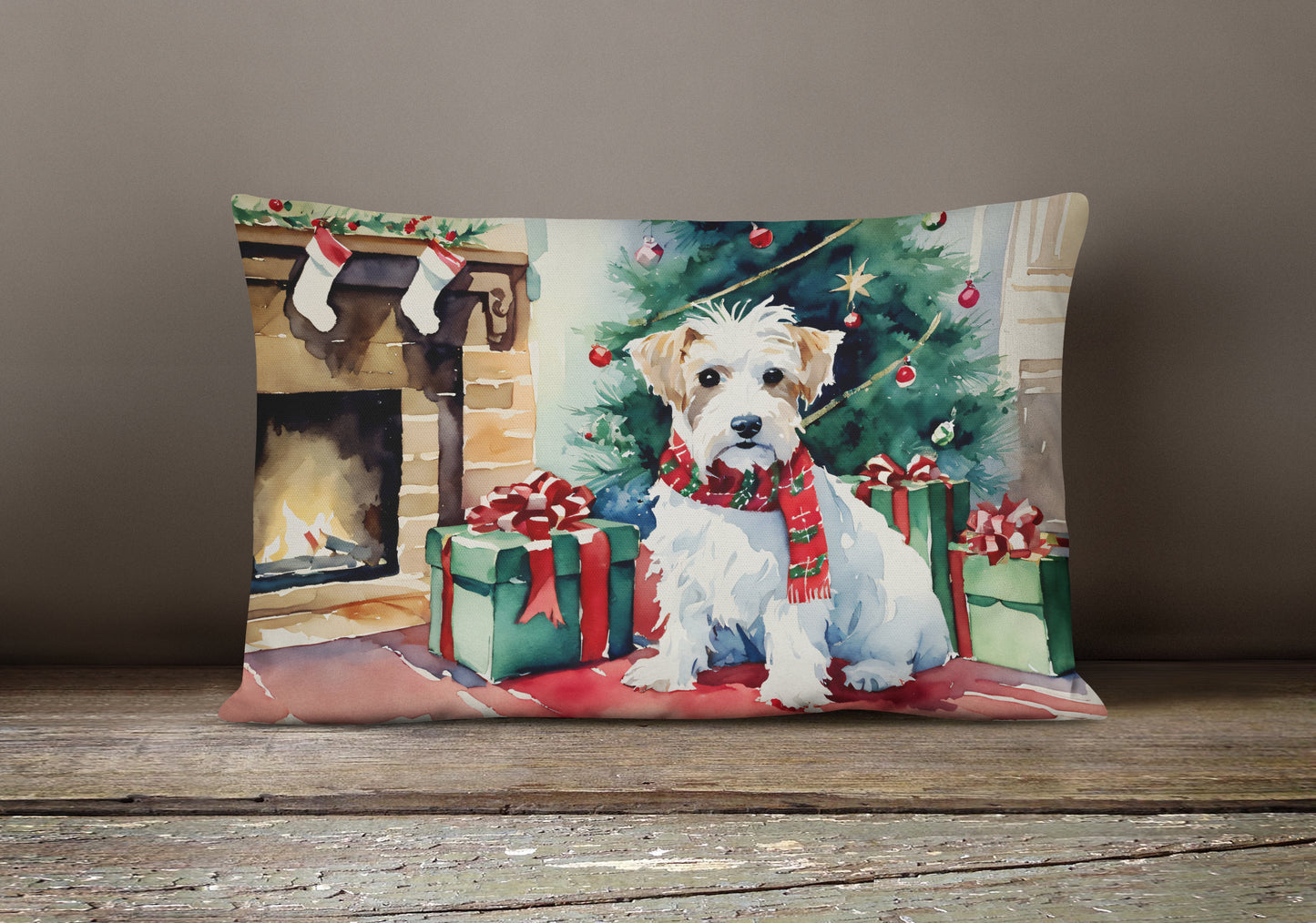 Sealyham Terrier Cozy Christmas Throw Pillow