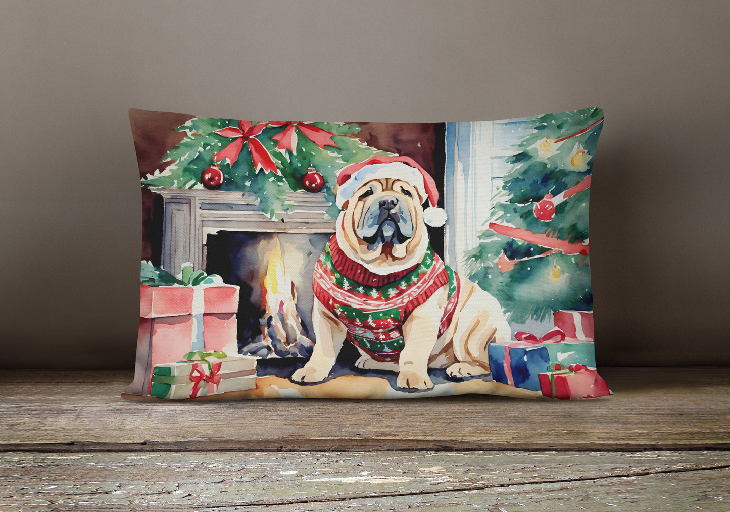 Shar Pei Cozy Christmas Throw Pillow