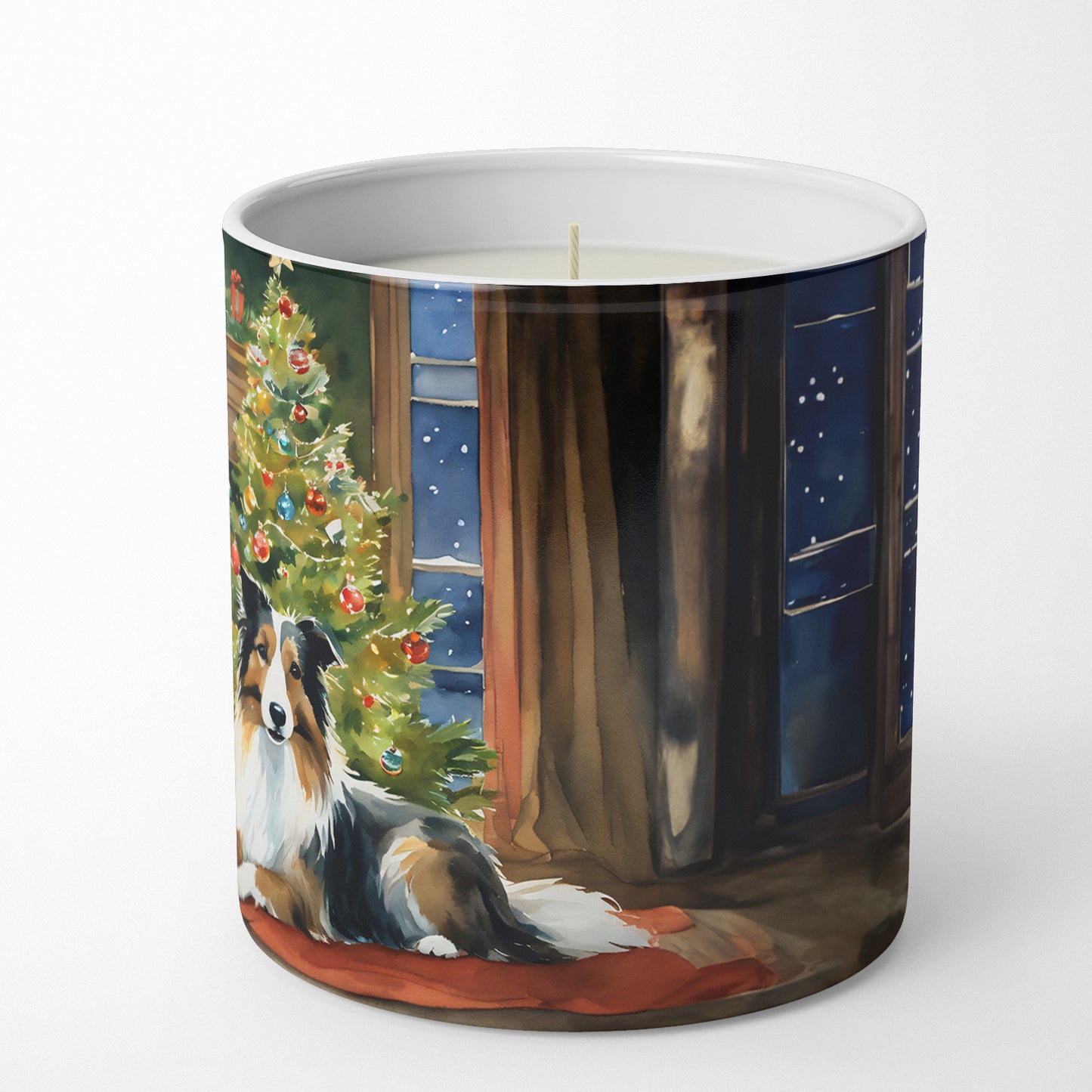 Sheltie Cozy Christmas Decorative Soy Candle