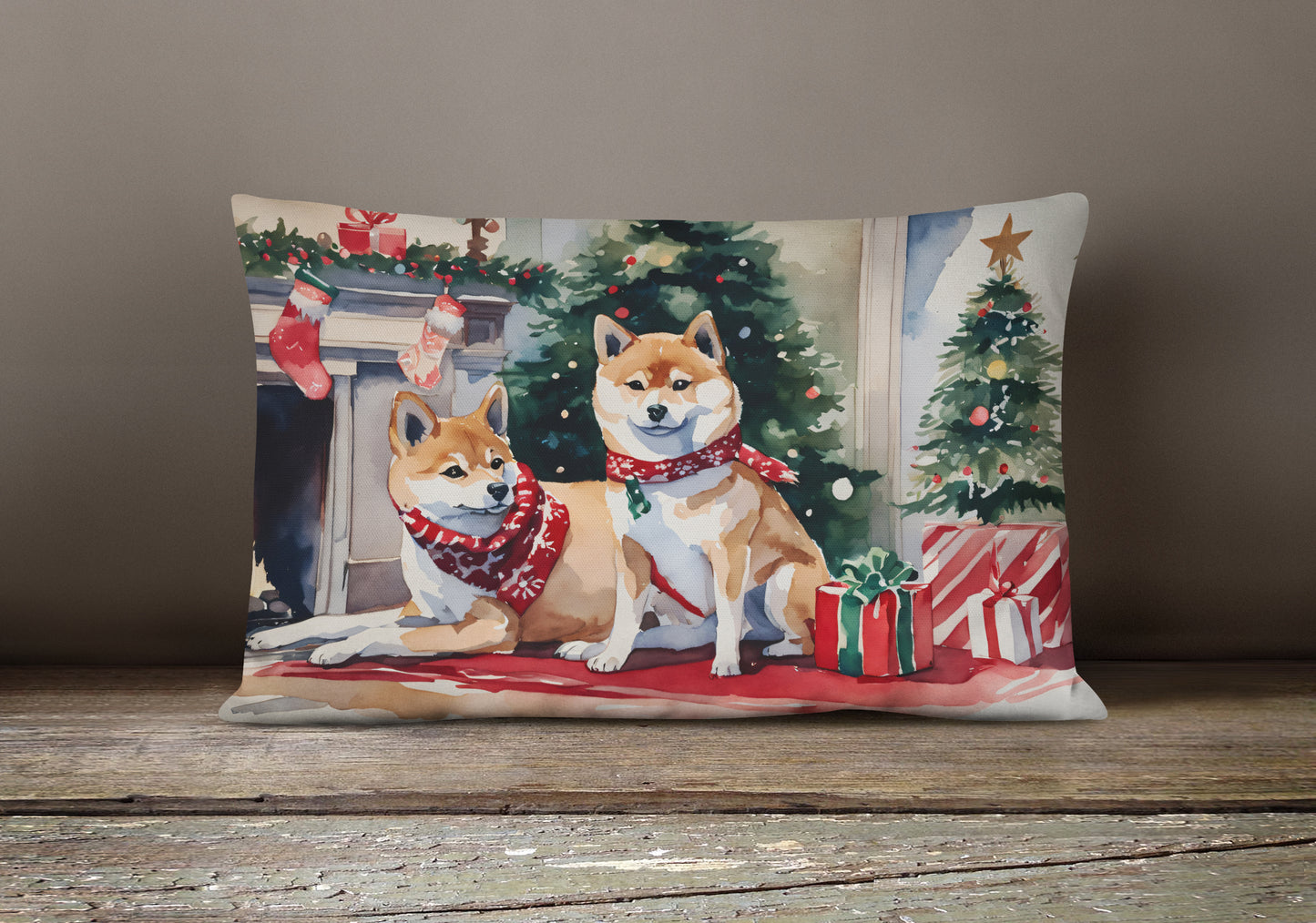 Shiba Inu Cozy Christmas Throw Pillow