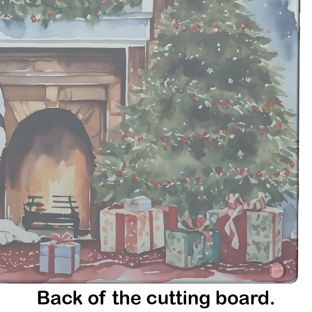 Siberian Husky Cozy Christmas Glass Cutting Board