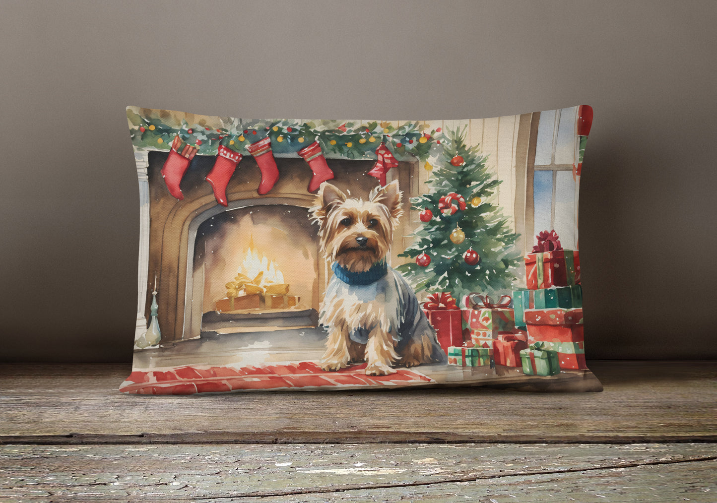 Silky Terrier Cozy Christmas Throw Pillow