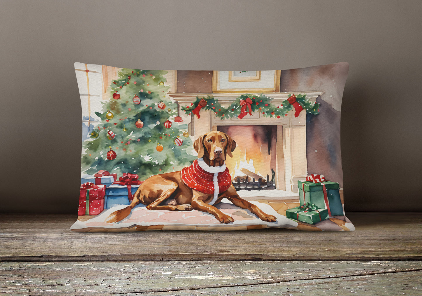 Vizsla Cozy Christmas Throw Pillow