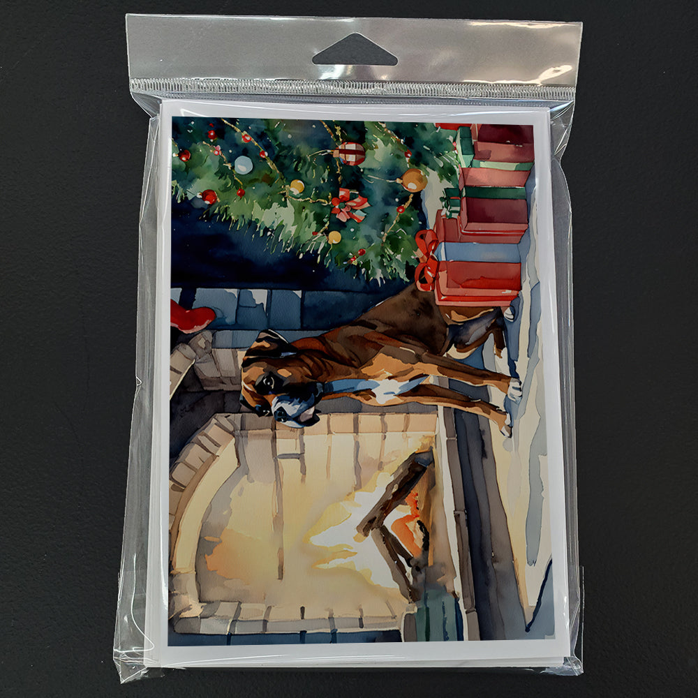 Boxer Cozy Christmas Greeting Cards Pack of 8