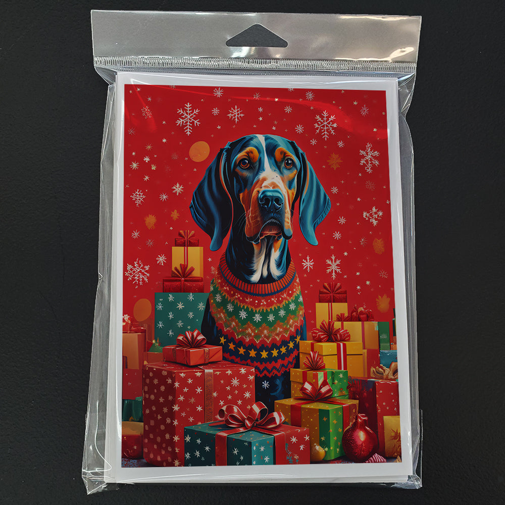 American English Coonhound Holiday Christmas Greeting Cards Pack of 8