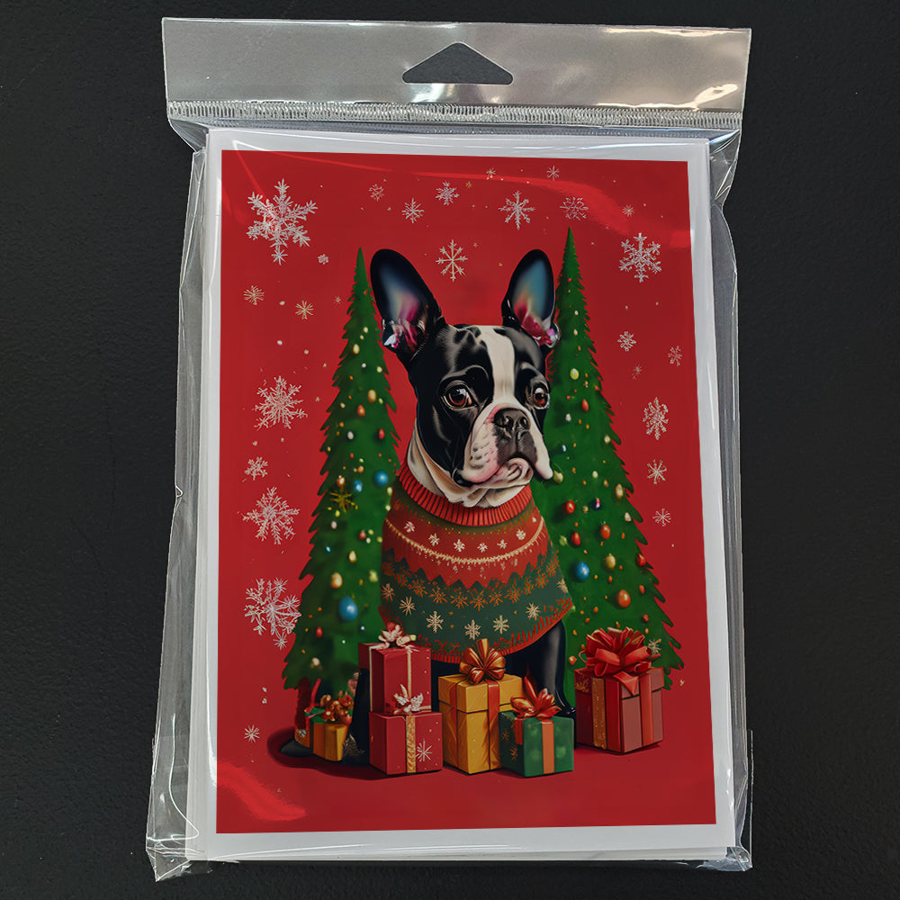 Boston Terrier Holiday Christmas Greeting Cards Pack of 8