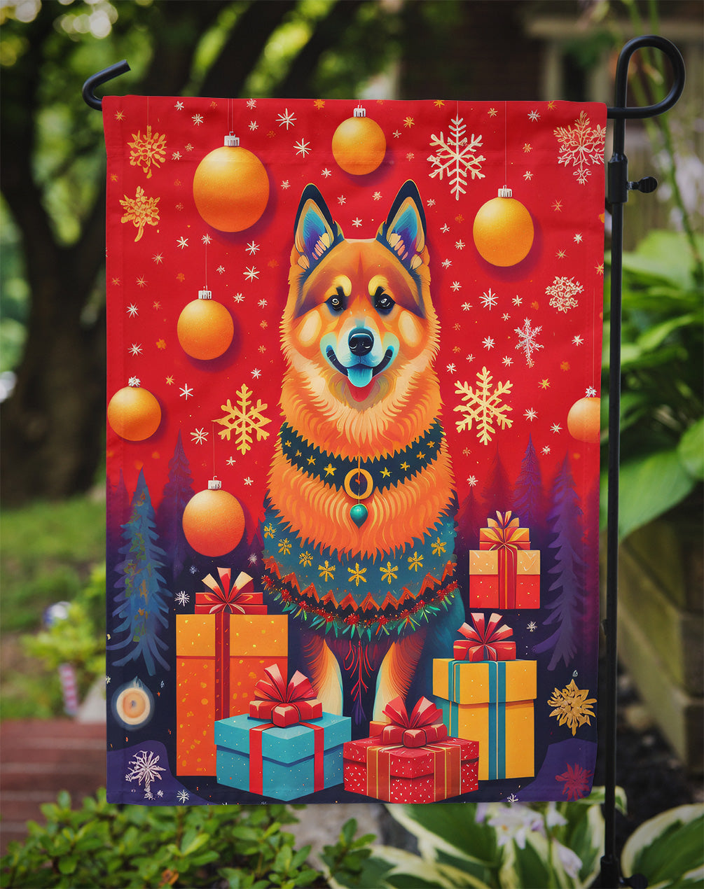 Finnish Spitz Holiday Christmas Garden Flag