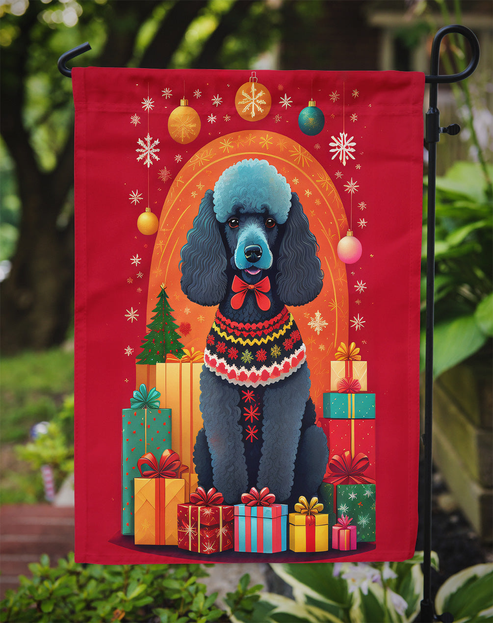 Poodle Holiday Christmas Garden Flag
