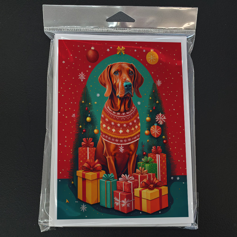 Red Redbone Coonhound Holiday Christmas Greeting Cards Pack of 8