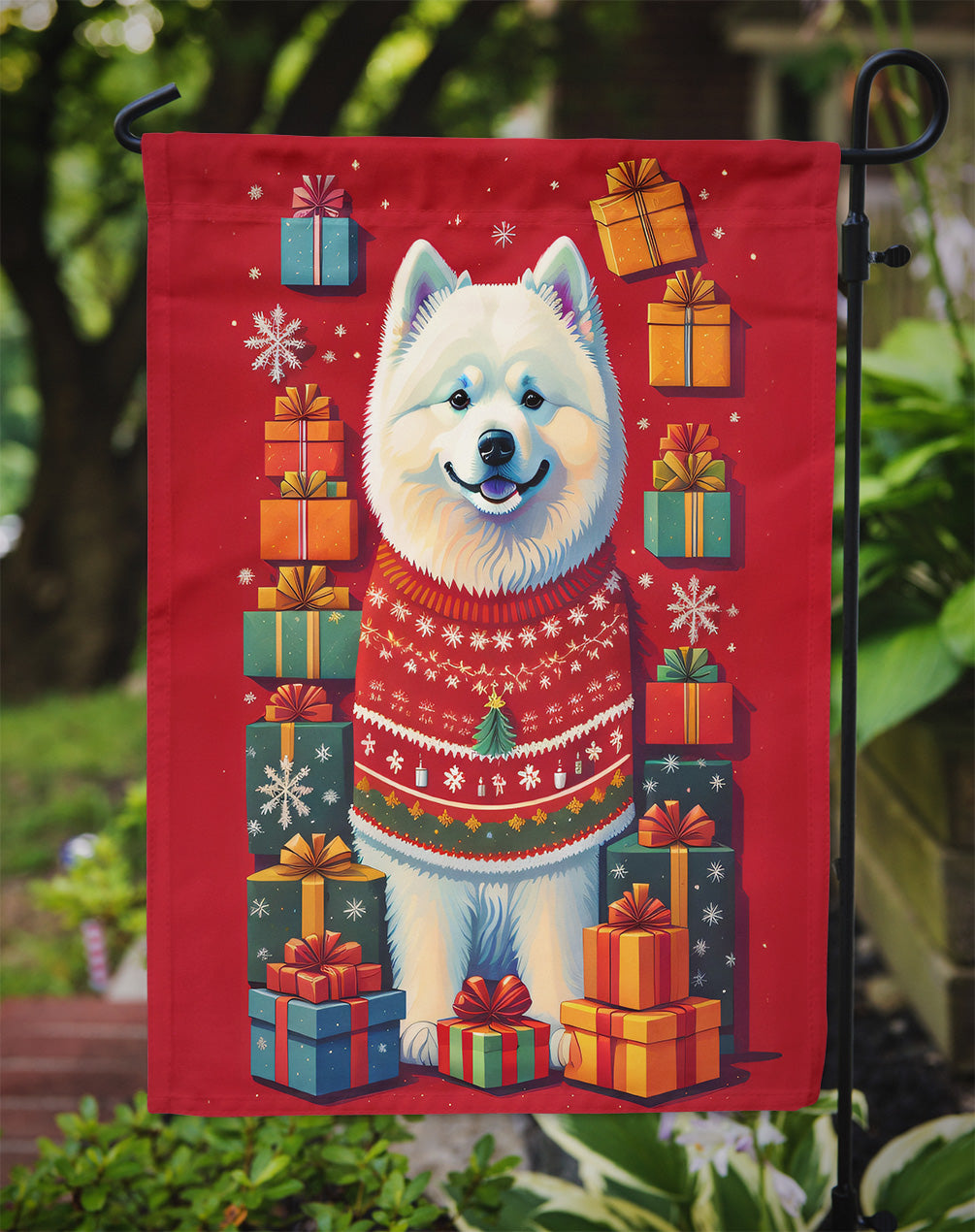 Samoyed Holiday Christmas Garden Flag