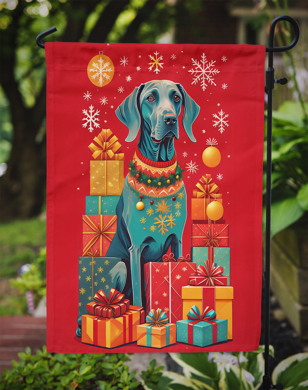 Weimaraner Holiday Christmas Garden Flag
